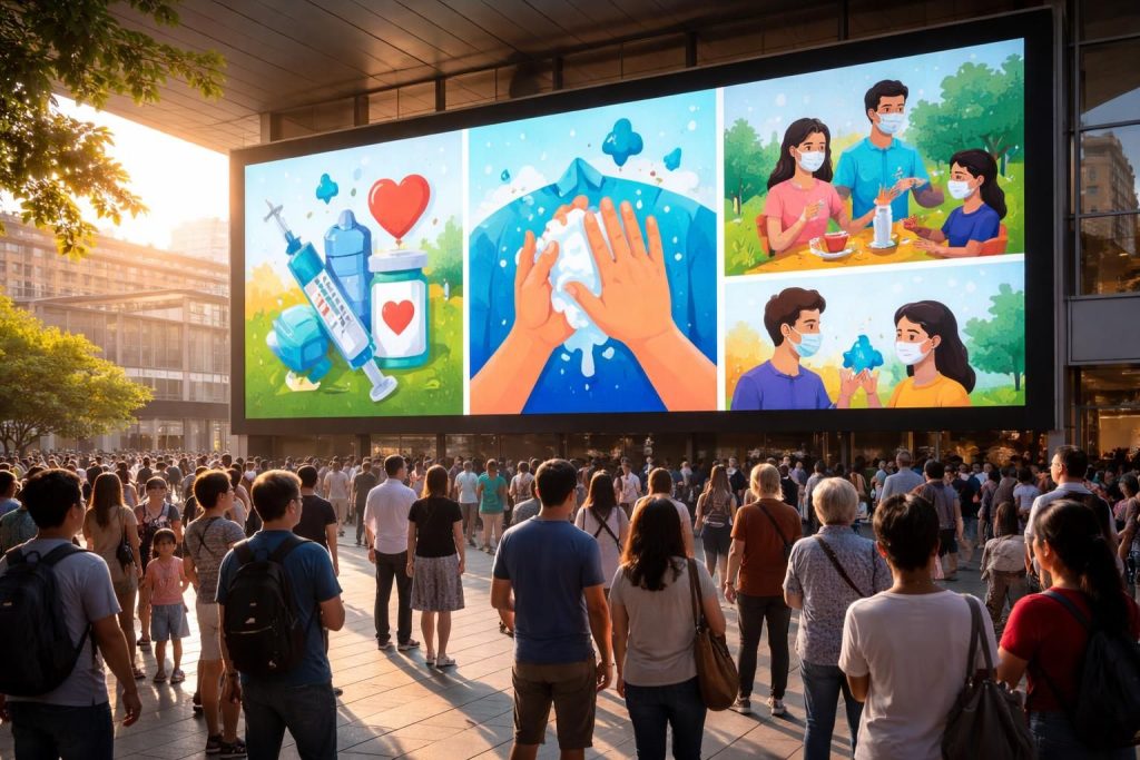 découvrez nos campagnes de santé publique diffusées sur écran de projection pour sensibiliser un large public de manière efficace et impactante.