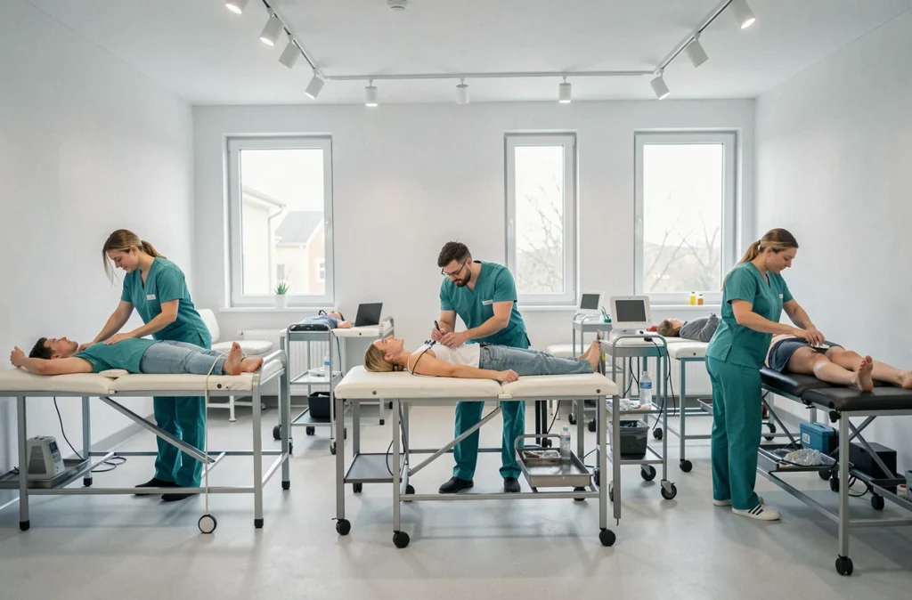 Clinique MMK Kinésithérapie à Marseille avec plusieurs thérapeutes en activité simultanée